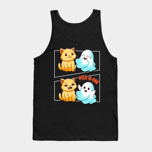 Funny Cat Pun Peek A Boo Men Kids Women Halloween Tank Top by KsuAnn